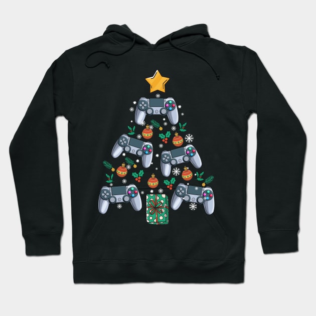 Video Controller Christmas Tree Funny Video Gamer Xmas Gift Hoodie by Blink_Imprints10